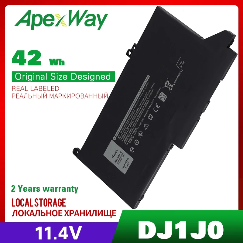 

Apexway 11.4V 42Wh DJ1J0 PGFX4 ONFOH Laptop Battery For Dell Latitude 12 7000 7280 7380 7480 Tablet PC