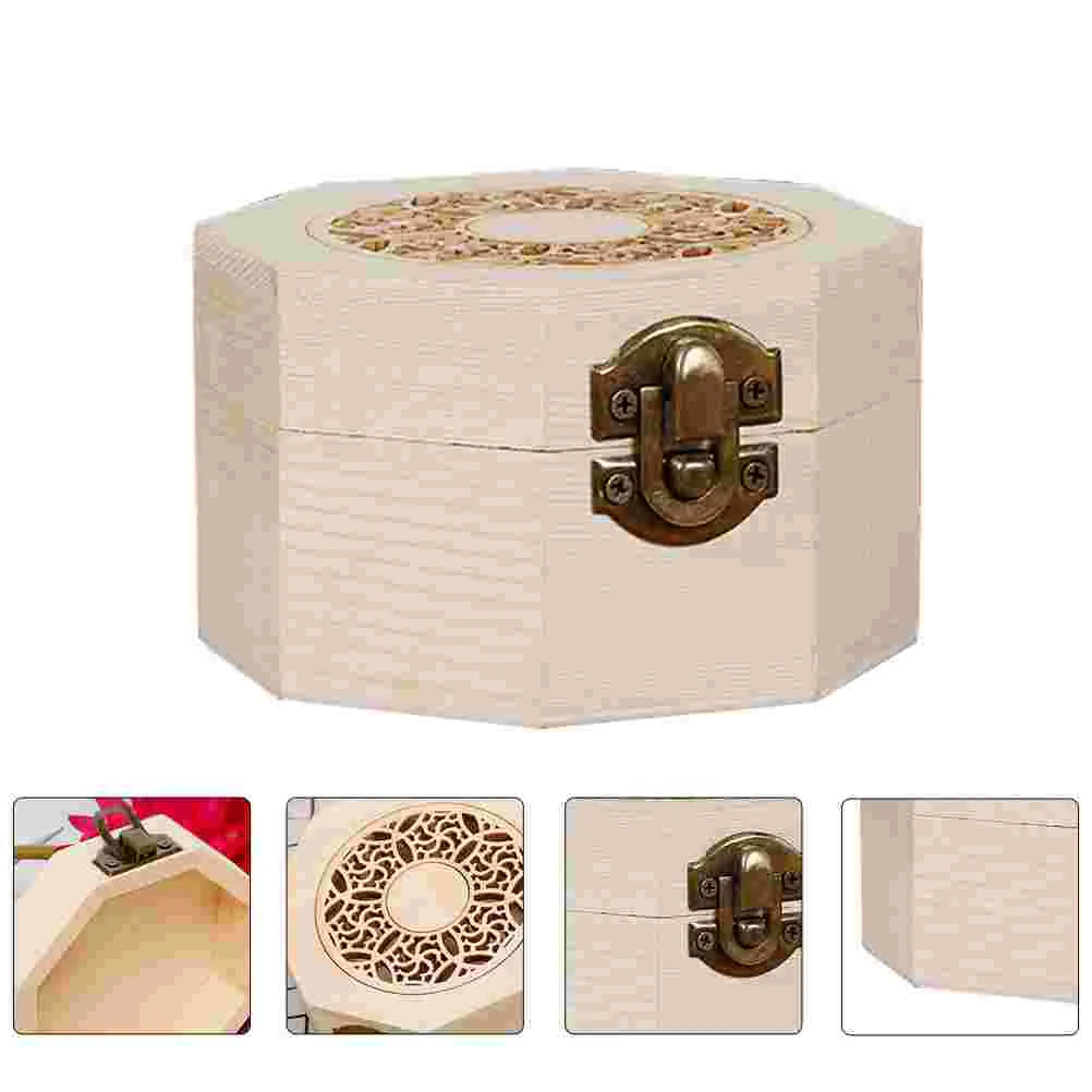 

1pc Wooden Hollow Octagonal Tea Cake Storage Box Wedding Gift Box (Wood Color)