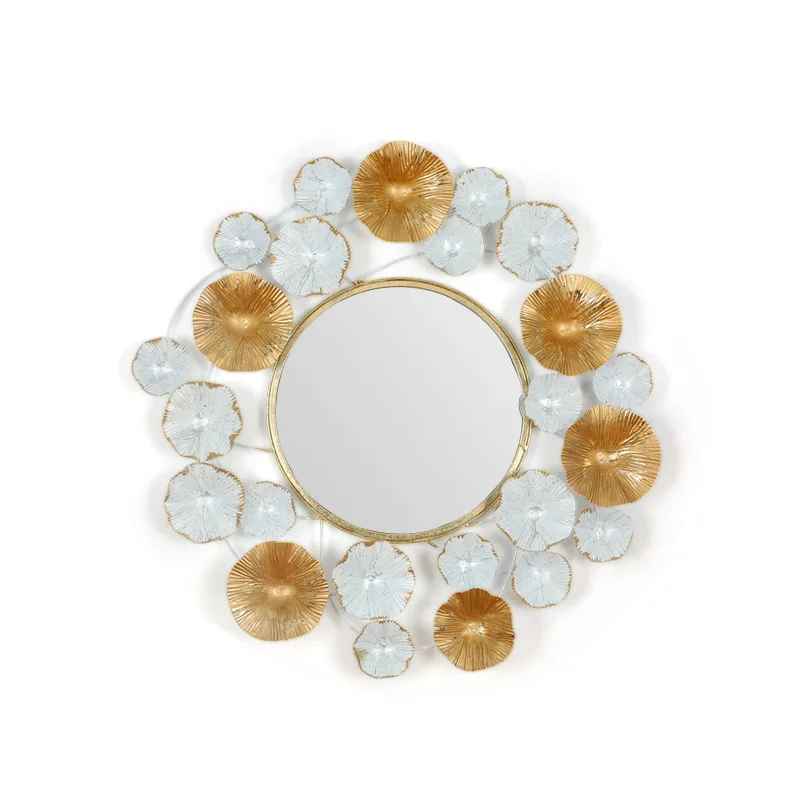 

Simple European Round Mirror Living Room Lotus Leaf Border Wall Hanging Mirror Entrance Mirror Sofa Wall Hanging Wall Decoration