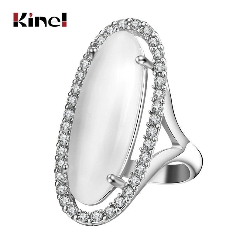 

Модное кольцо Kinel с опалом, тибетское серебряное винтажное свадебное украшение, праздничные кольца с мозаикой и кристаллами, подарок для же...