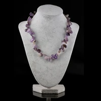 fashion irregular beaded necklace 5 18mm natural semi precious stone amethyst bud necklace for women men casual party jewelry