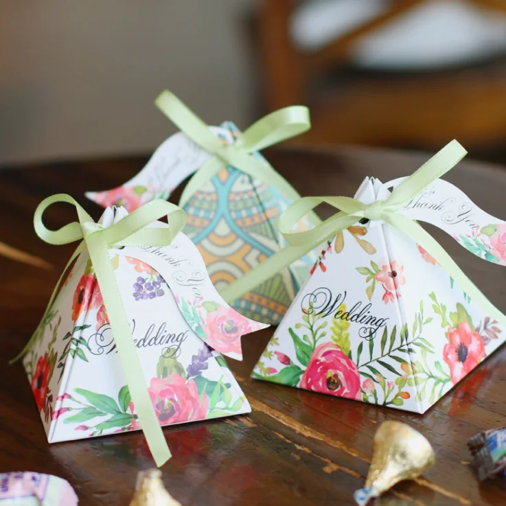 200 шт. европейский стиль Цветочная треугольная пирамида Подарочная коробка для