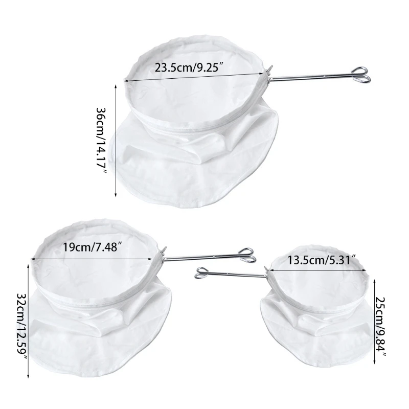 

1Set Traditional Tea Filter Large Reusable Coffee Strainer Filter with Stainless Steel Handle Cotton Washable Bags