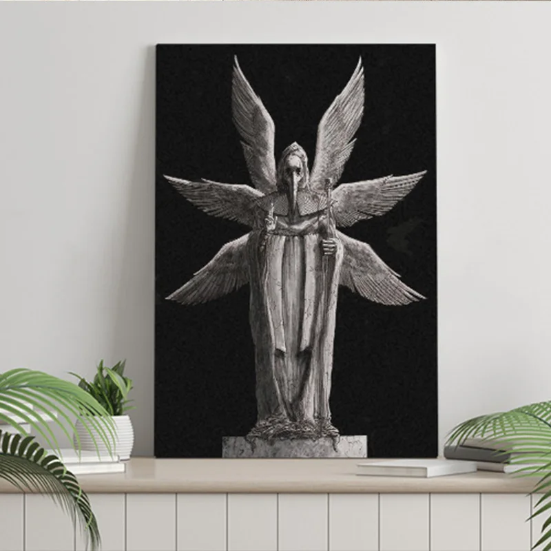 Настенная картина Чумного доктора изображение Ангела на холсте для гостиной