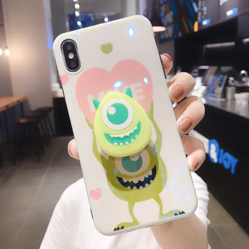 Хаки Чехол для iphone XS max с милыми монстрами, мягкий чехол Sullivan Mike для iphone 11 pro 7 8 plus 8 X XR 6 6s 6s p blue ray Shell+ подставка - Цвет: Хаки