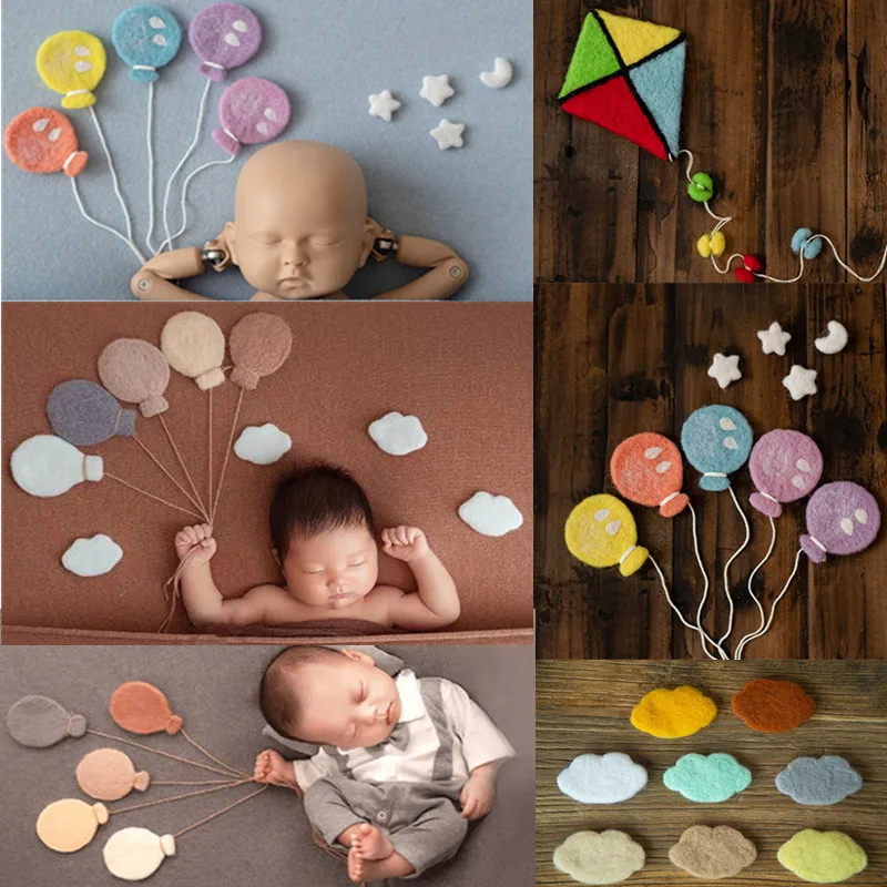 

Handmade Newborn Photography Props Wool Felt Star Moon Balloon accessories Diy Handmade Baby Jewelry Home Party Decor