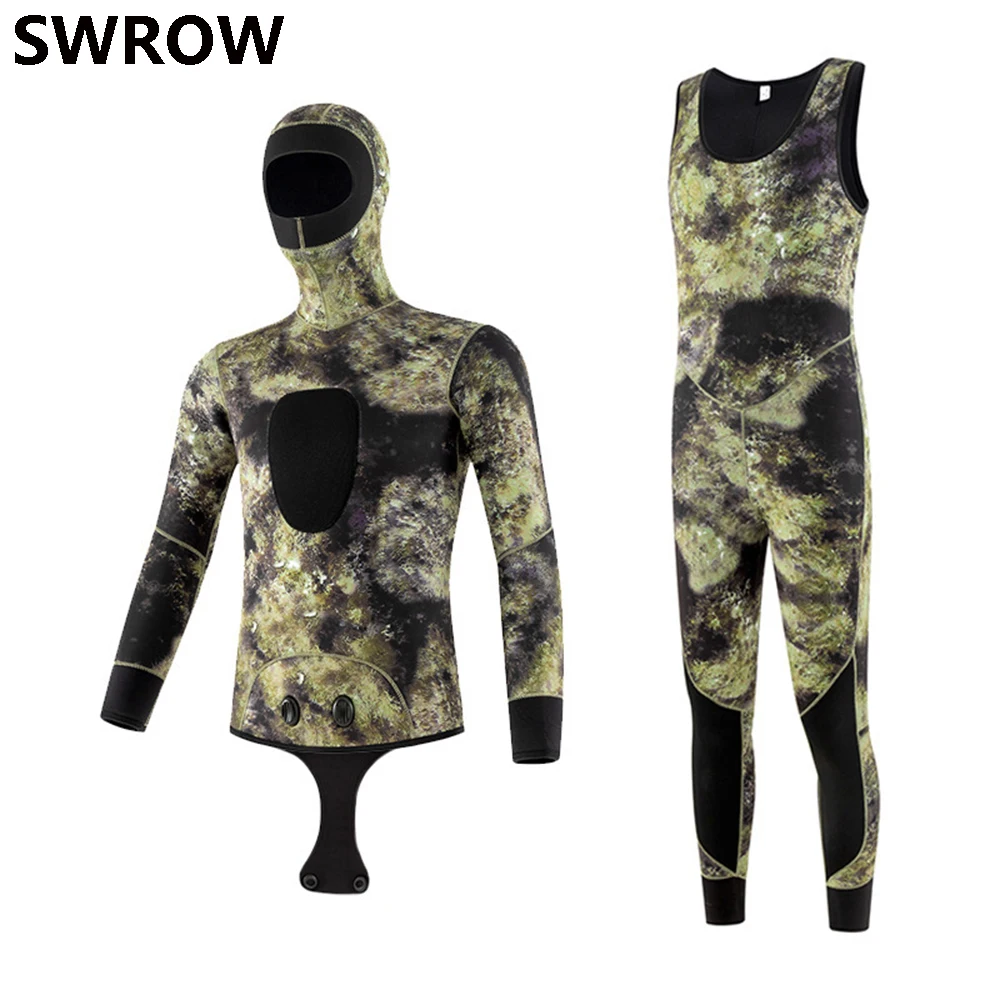 3/5MM diving suit men's professional deep diving warm one-piece diving suit camouflage underwater hunting and fishing suit