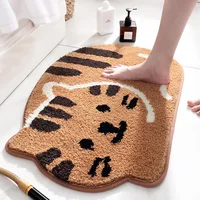 Newly Cat Partoon Doorway Floor Carpet 45x65cm Non-Slip Absorbent Bath Mat Comfortable Soft Bathroom Mat Washable Toilet Rug