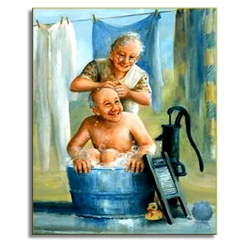 Полноразмерная алмазная живопись Любимая старая пара 3D Мозаика из страз