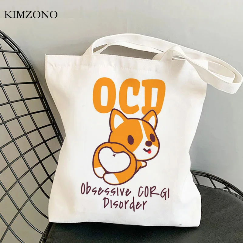 

Corgi shopping bag recycle bag shopping handbag reusable cotton eco bag jute boodschappentas net foldable sac tissu