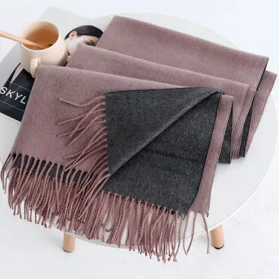 Purple Gray Зимний длинный женский шарф, модные теплые мягкие кашемировые шарфы для женщин, толстые пашмины шали, женские хиджаб, шарф, накидки - Цвет: Purple Gray