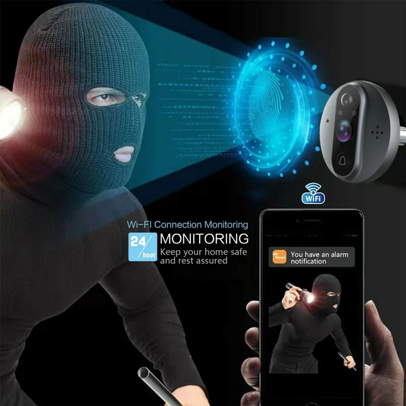

Tuya Smart WiFi Video Doorbell Peephole Doorbell Viewer Home PIR Motion Detection Security Monitor Detection APP Remote Control