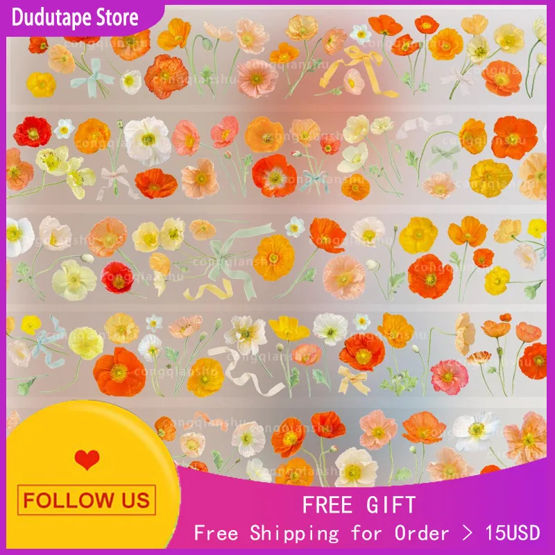 

1 Loop Washi PET Tape Stationery Front Book Journal Diary Sunset Beauty Flower Bright Decoration