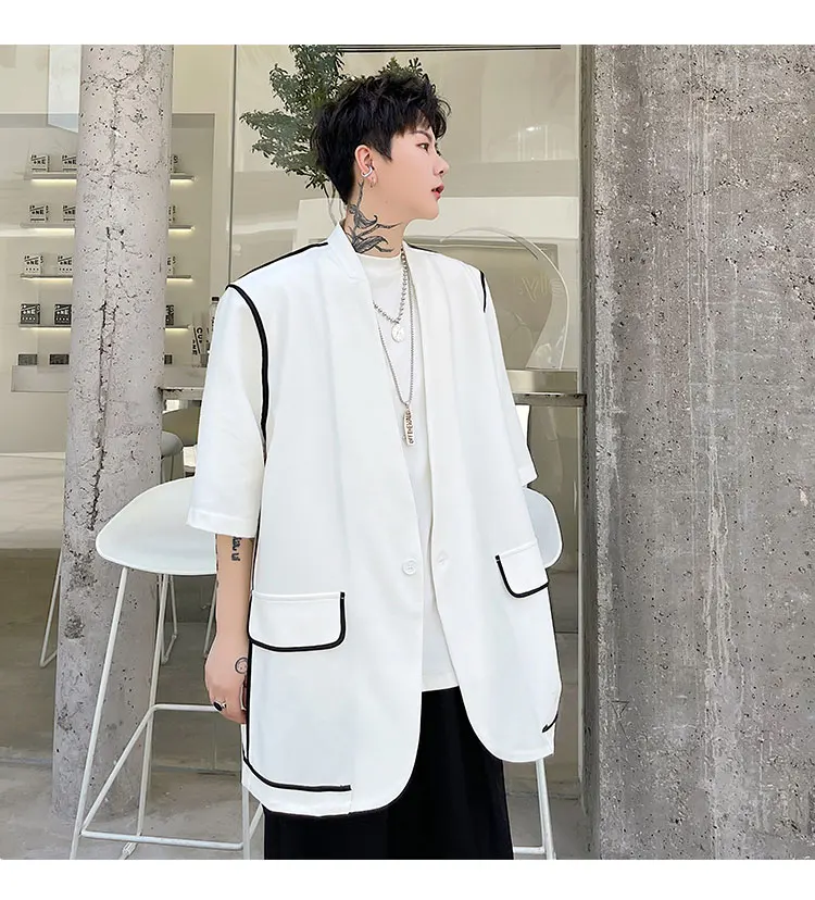 Летняя одежда разных цветов корейский мужской повседневный костюм с коротким