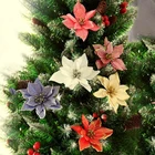 Искусственные цветы, пуансеттия, 10 шт., для рождественской елки, подарок, декор для вечерние, для дома, искусственная свадьба, праздничный стол