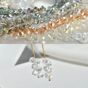 Стерео Квадратные прозрачные хрустальные бусины боковое отверстие DIY серьги браслеты заколки аксессуары для волос самодельные ручной работы из бисера