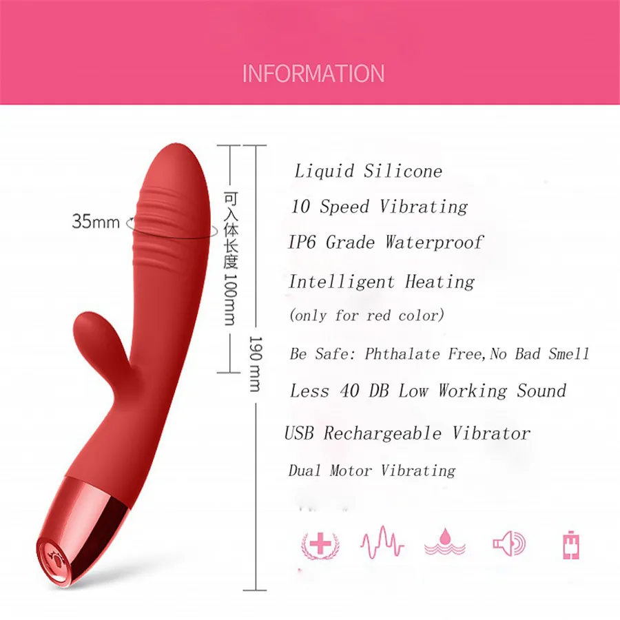 Умный силиконовый вибратор с подогревом для кролика и точки G Массажер двойным