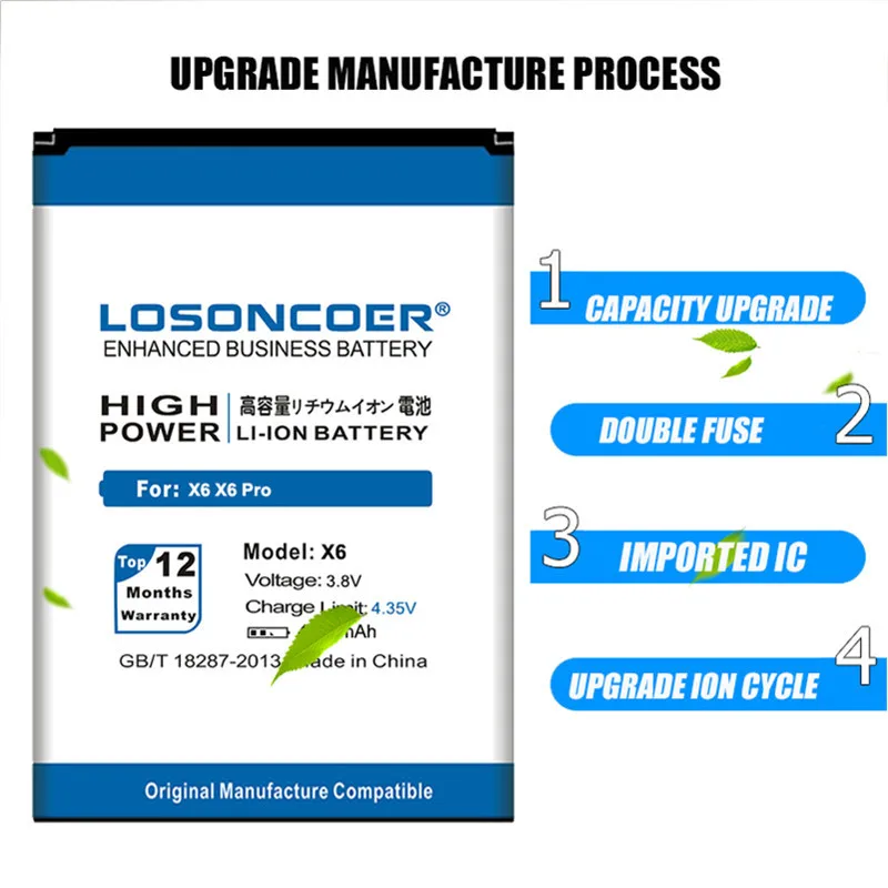 100% Оригинальный аккумулятор LOSONCOER 4000 мАч для Оригинального DOOGEE X6 Doogee Pro|mobile phone