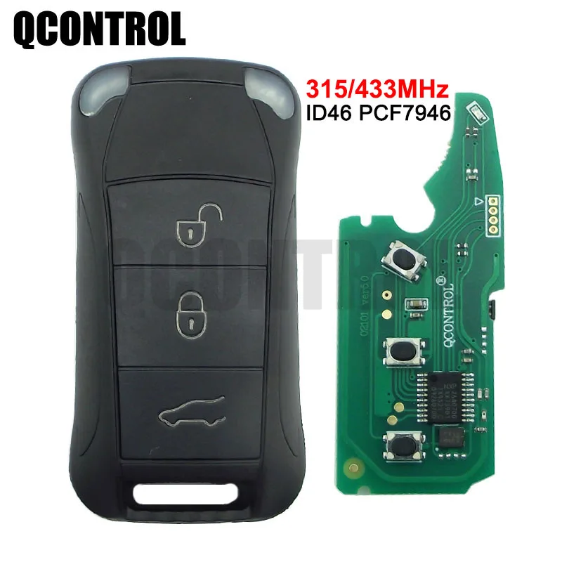 QCONTROL 3 Buttons Flip Remote Car Key Fob 433MHz PCF7946A For Porsche Cayenne 2004 2005 2006 2007 2008 2009 2010 2011