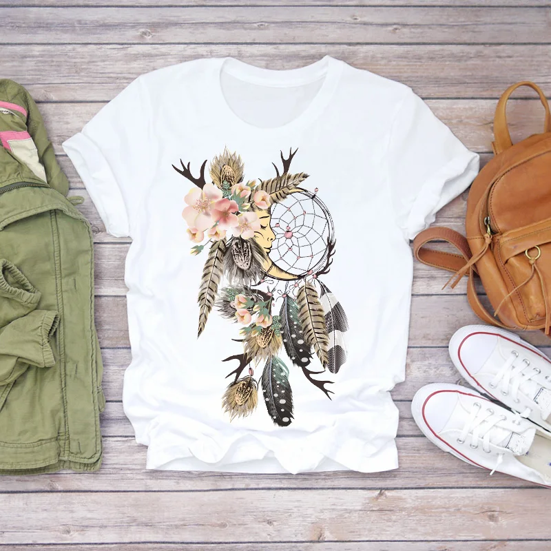 

Top Womens Graphic T Shirt Ladies Female Tee T-Shirt Women Love Printing Valentine Elegant Girl 90s Beach Print Lady T-shirts