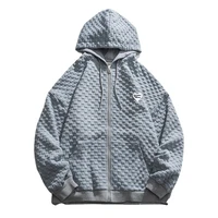 mens oversize hoodie 3d jacquard causal zipper throught jacket pure color young fashion hoody street style male clothes
