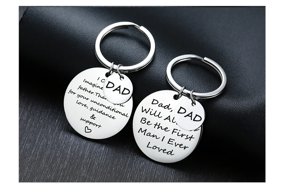 Vnox TO MY DAD Key Chains Stainless Steel Double Tags Engraved Love Papa Words Best Gifts for Father