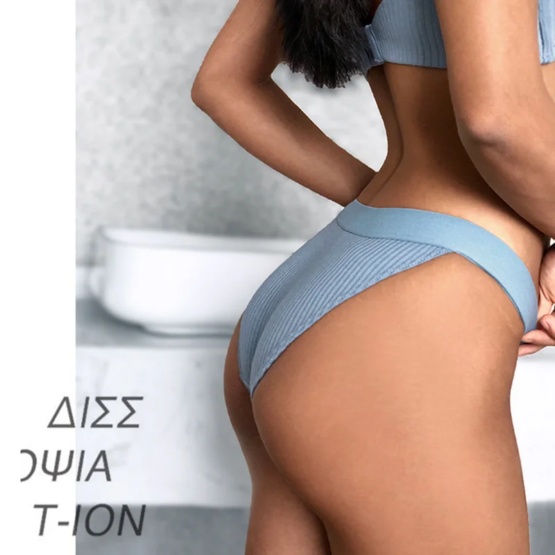 Модные женские трусики BZEL в полоску хлопковое нижнее белье с вырезами