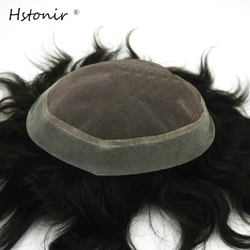 

Hstonir Remy Human Mens Toupee Mono Lace Front Thin Skin Wig Sistem Hair Skins Hair Replacement Tesoura Cortar Cabelo H005