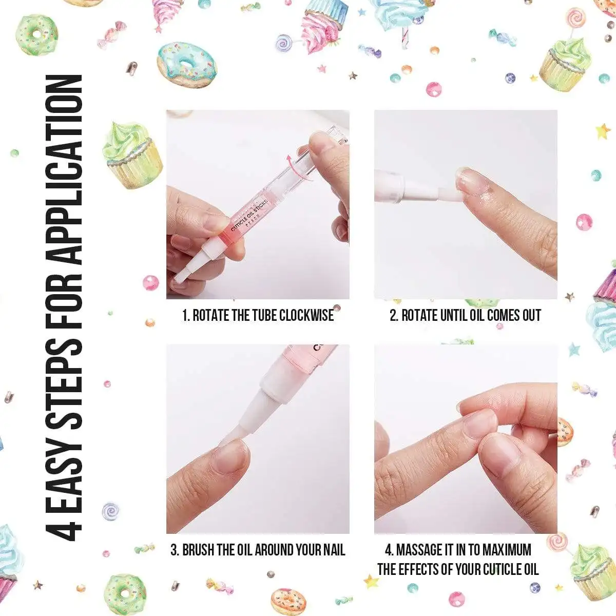 

Makartt 12pcs Sweet Cravings Cuticle Oil Sticks Nail Nutrition Oil Pen Cuticle Revitalizer Oil