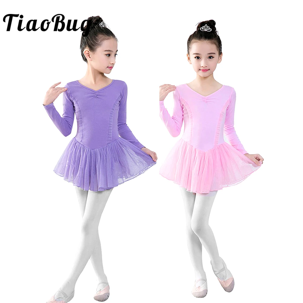 

Kids Girl Ballet Gymnastics Leotard Dress Performance Long Sleeve Dance Leotard Dancewear Clothes Cotton Tutu Ballet Dance Dress