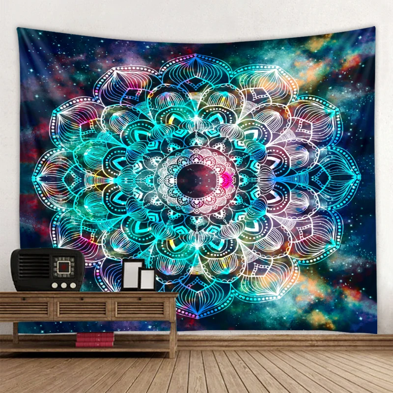 

Multicolor colorful psychedelic mandala Podomician style tapestry printing soft and easy-care decorative hanging cloth