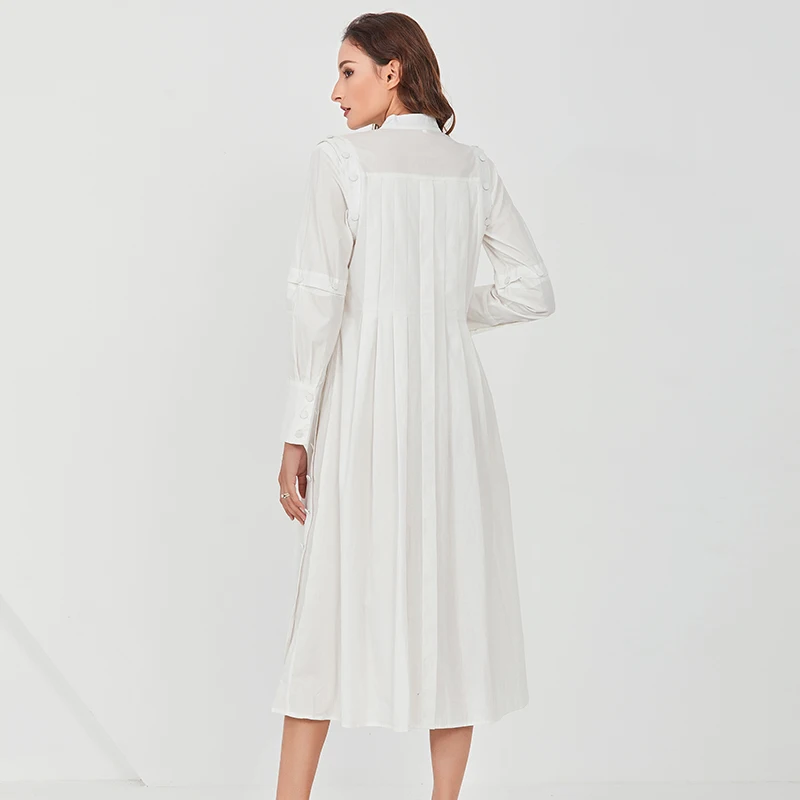 Женское миди-платье TWOTWIN белое элегантное платье составного кроя с круглым