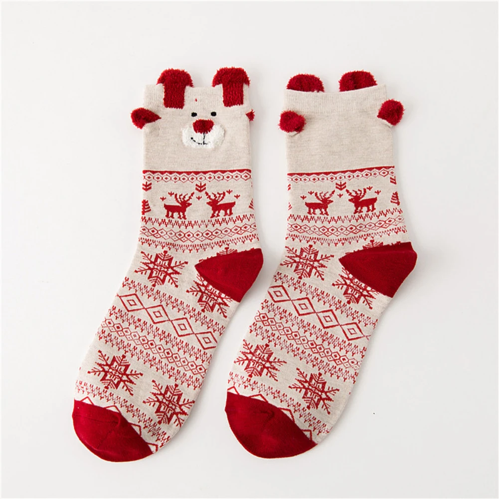 1 Pair Winter Women Socks Christmas Reindeer Santa Claus Snowman Warm Men Mid-calf Meias free shipping | Женская одежда