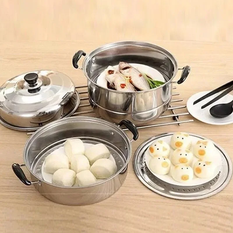 

Steamer Thickened Stainless Steel Three-layer Thickened Multi-layer Steamer Steamed Buns Household Two-layer Gas Stove Cookware