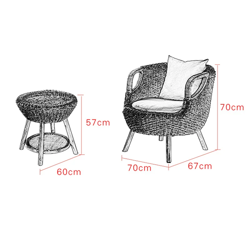 Ручной ротанговый стул и журнальный столик балкон Повседневный стол