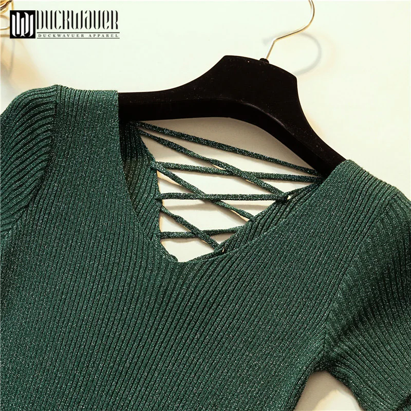 Duckwaver Pull Femme сексуальные женские свитера с V-образным вырезом пуловеры 2019 зимние