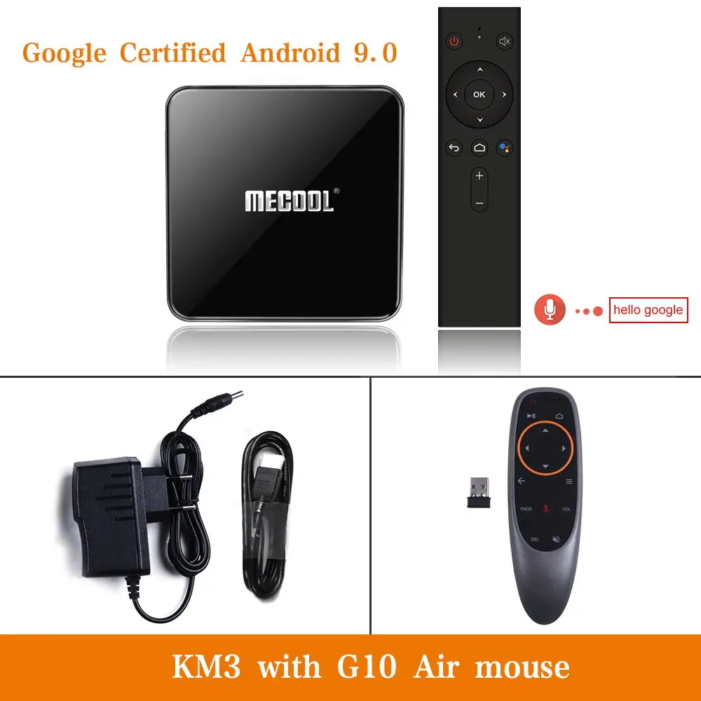 KM3 4G 64G G10 MECOOL 4G DDR4 128G 64G rom KM3 Android 9,0 ТВ-приставка Amlogic S905X2 2,4G/5G WiFi 4K BT Голосовое управление Google Certified tv Box - Цвет: KM3 4G 64G G10