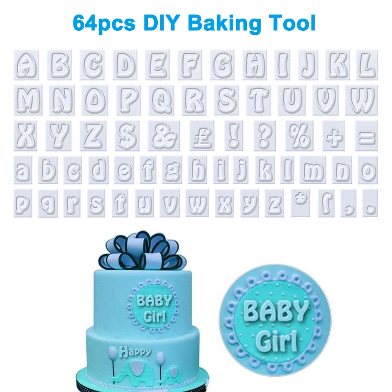 

64pcs/set Plastic Cookies Fondant Cutter Alphabet Letters Shape Cake Decorating Tool Baking Supplies Kitchen Accessories Cocina