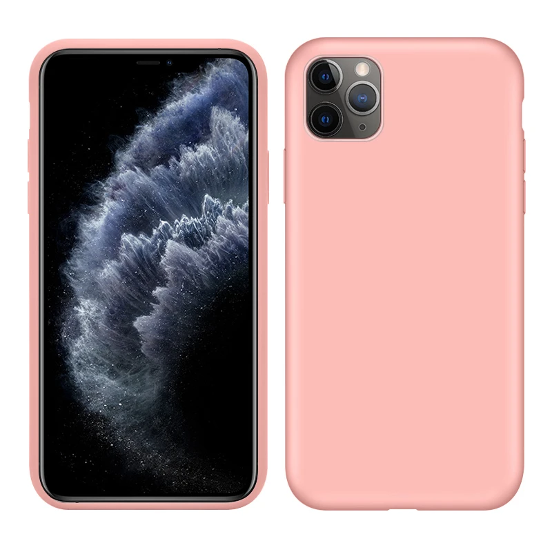Pink Мягкий жидкий силиконовый чехол для телефона iPhone 11 11Pro матовая тонкая задняя крышка полный защитный чехол для iPhone 11 Pro Max Funda - Цвет: Pink