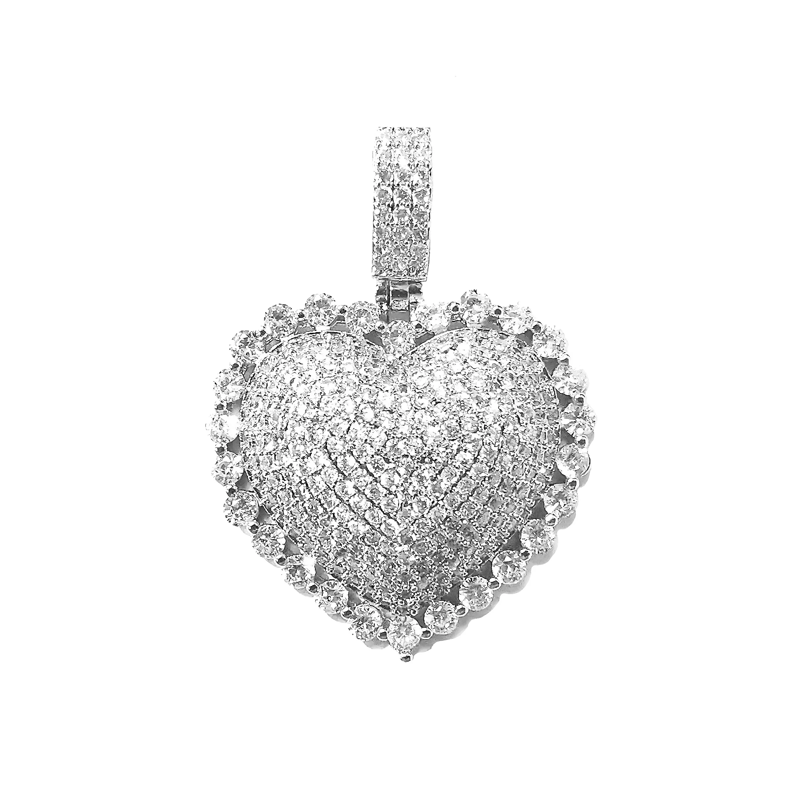 Bling льдом кулон сердце 3 Цвета AAA циркон подойдет в качестве подарка как для мужчин