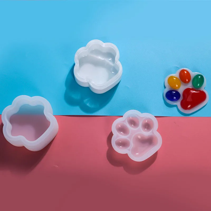 

Pet Cat Paw Epoxy Resin Silicone Molds Paw Print Ashtray Mold DIY Crystal Epoxy Silicone Mold Jewelry Storage Box Handmade Craft