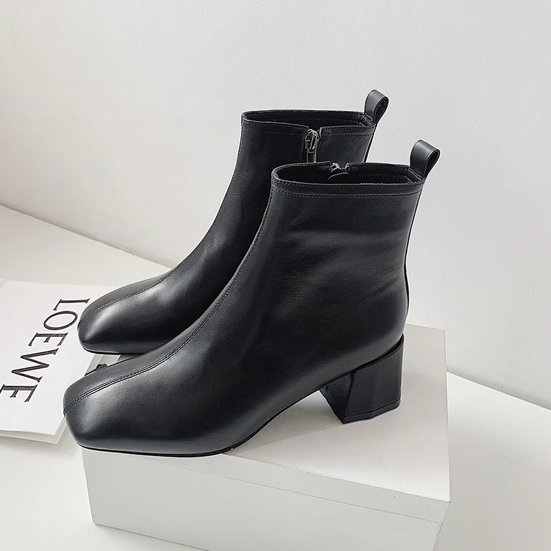 TXCNMB Новые Классические круглый носок женские ботильоны на высоких каблуках из