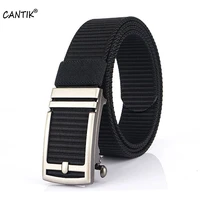 cantik quality nylon canvas material belt men unique geometric fake pin automatic buckle belt accessories freeshipping cbca293