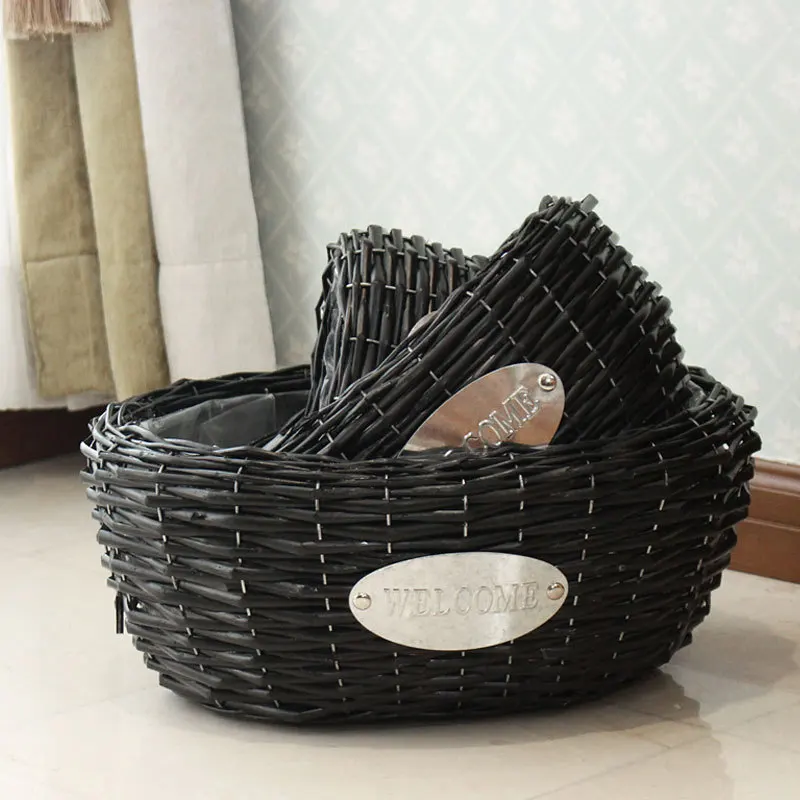 Ручной работы плетеная корзина для цветов Водонепроницаемый грязного белья