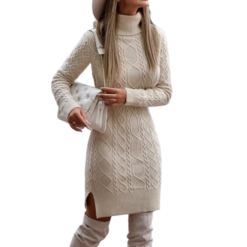 

Sweater Dress for Autumn Winter Women Pullover Fashion Warmness Casual Long Sleeve Jumper Sweaters Bodycon Short Dresses