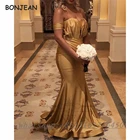 2021 Золотое платья подружек невесты русалка Черное атласное платье подружки невесты с открытыми плечами для девочек