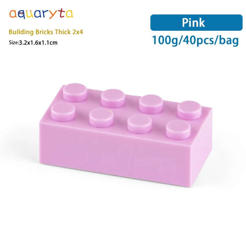 

Aquaryta Creative Brick 40pcs Thick2x4 3001 DIY Basics Enlighten Building Blocks Compatible Assembles Particles Toy for Children