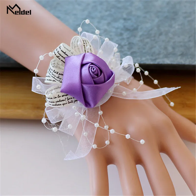 Браслет корсаж для подружек невесты свадебные аксессуары розового и белого