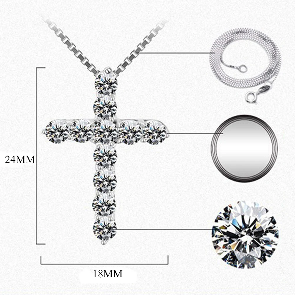 

Zirconia Cross Crystal Pendants Silver-Plate Box Chain Necklace Female Choker Necklaces Fashion Jewelry Gifts For Women Girls