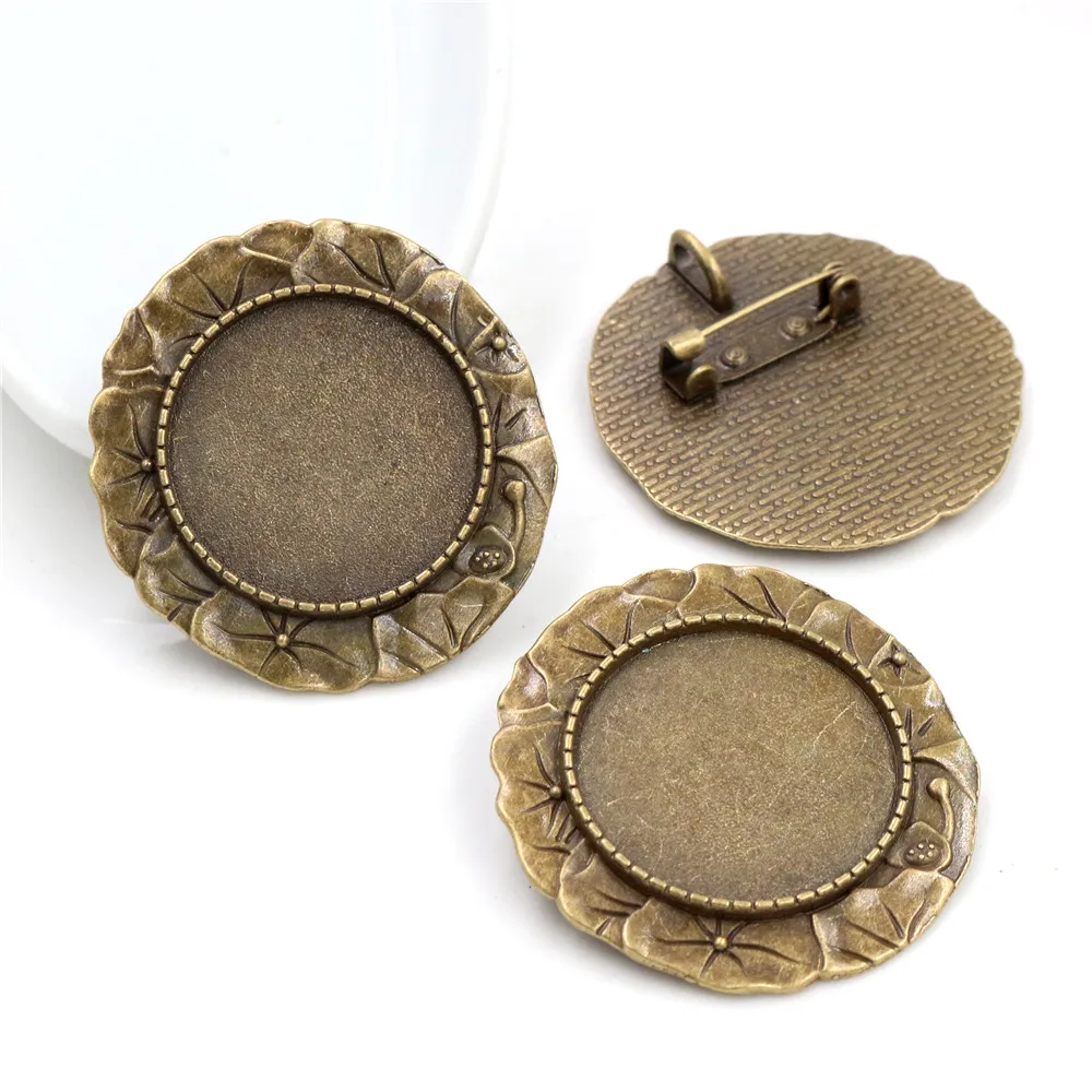 Новая мода 5 шт 25 мм Внутренний размер Античная Посеребренная бронзовая брошь